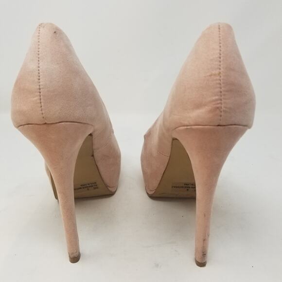 Charlotte Russe Pink Suede Platform Peep Heels 9 - Picture 6 of 12